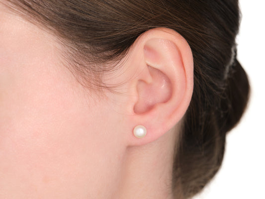 Freshwater Pearl Button Earrings 6.5mm