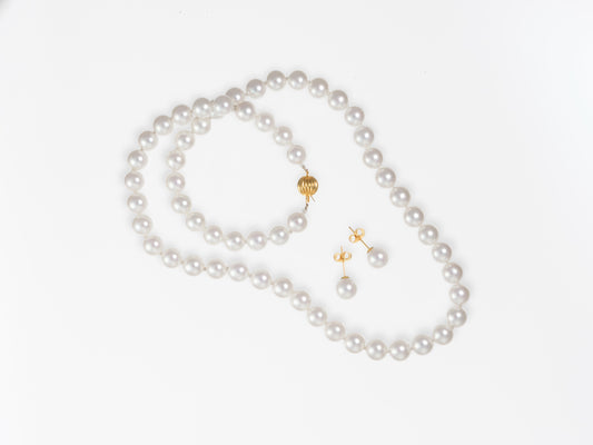 Akoya Pearl Necklace & Earring Set 7mm - Pearl Atelier
