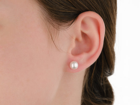China Origin Akoya White Pearl Earrings 7.5mm