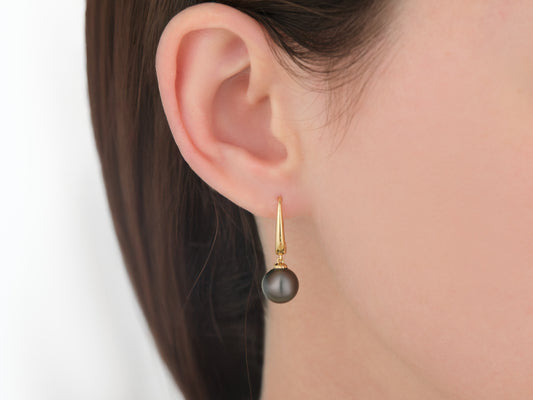 Tahitian Pearl Dangle Earrings 9mm