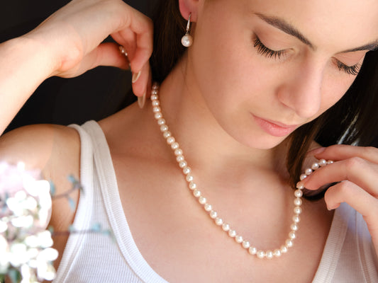 Pearl Atelier 6.5mm pearl necklace and south sea pearl dangles