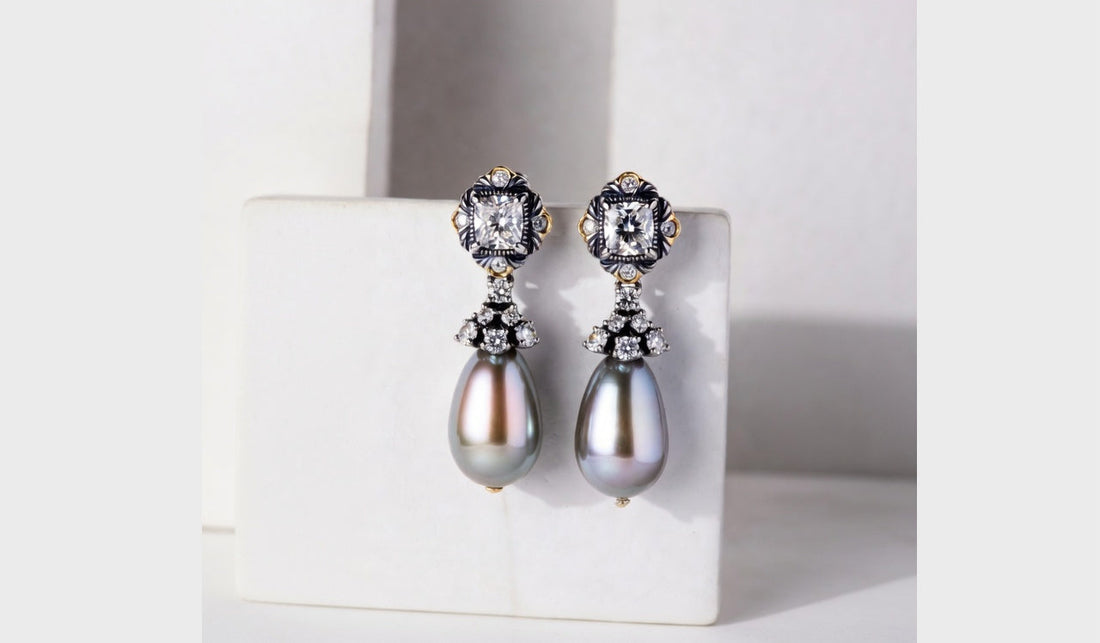 grey teardrop pearls with jewels