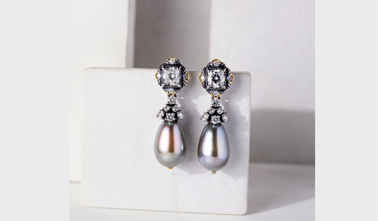 grey teardrop pearls with jewels