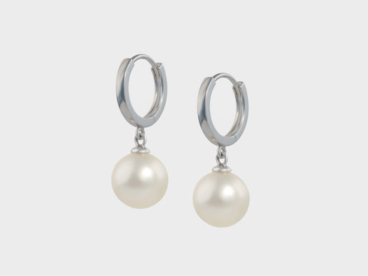 South Sea White Pearl Hoop Earrings 8mm - Pearl Atelier