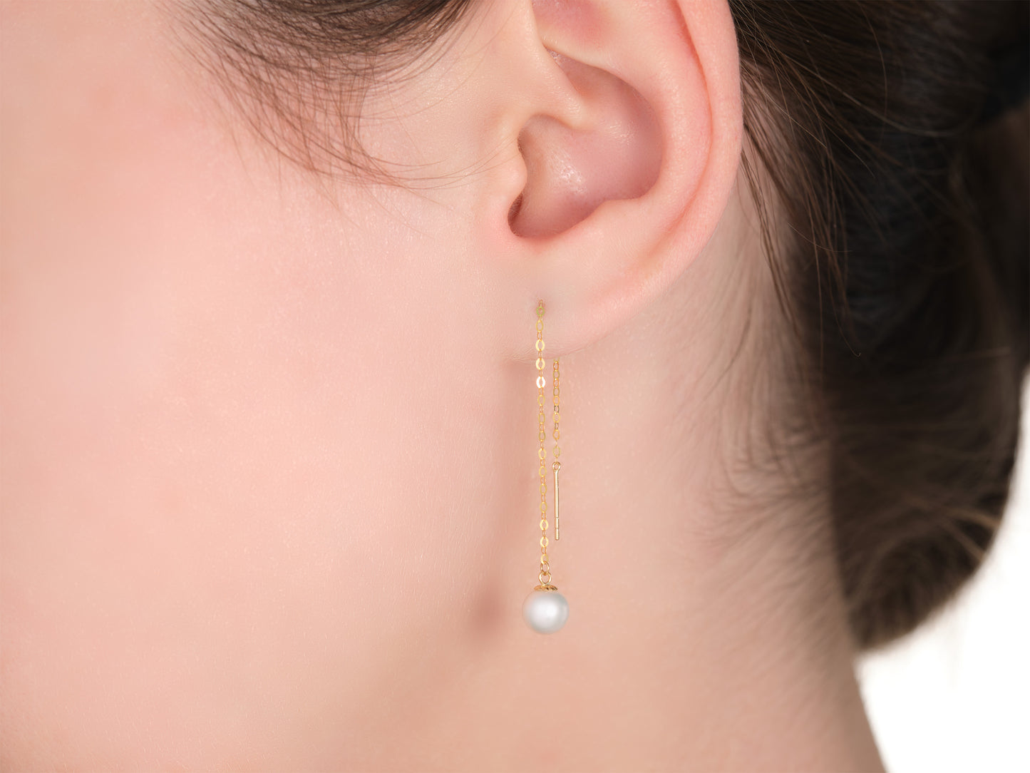 Freshwater Pearl Chain Earrings 6mm