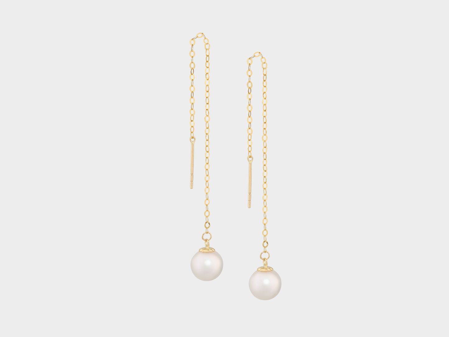 Freshwater Pearl Chain Earrings 6mm