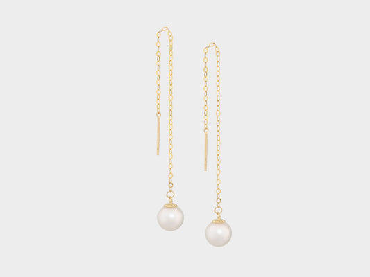 Freshwater Pearl Chain Earrings 6mm