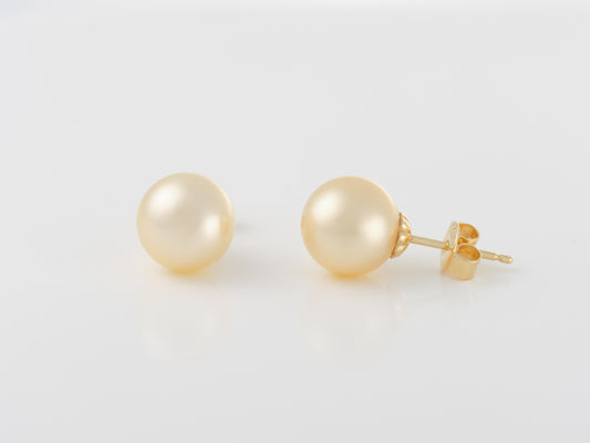 South Sea Champagne Pearl Earrings 9mm - Pearl Atelier
