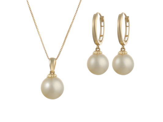 White South Sea Pearl Earring & Pendant Set
