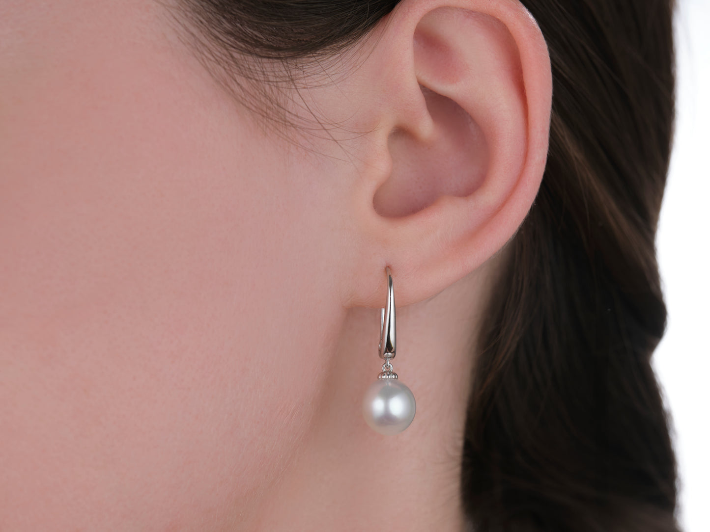 South Sea White Pearl Dangle Earrings 9.5mm